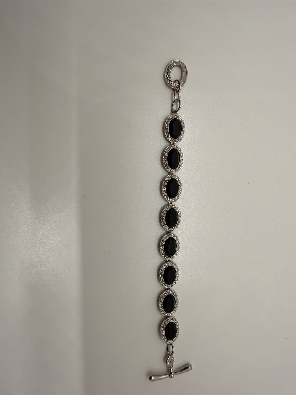 Black Oval Crystal Station Bracelet